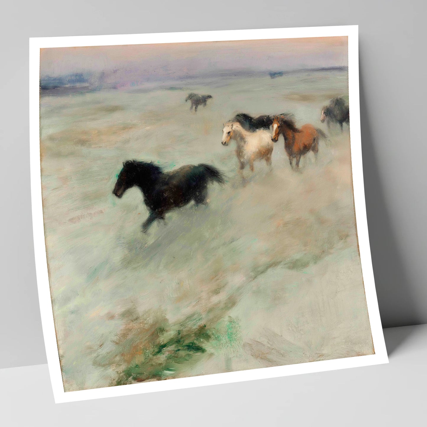 Through The Morning Mist wild horses art print