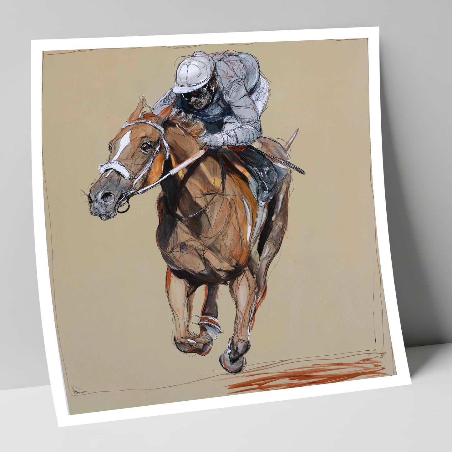 Driving Finish racing horse art print