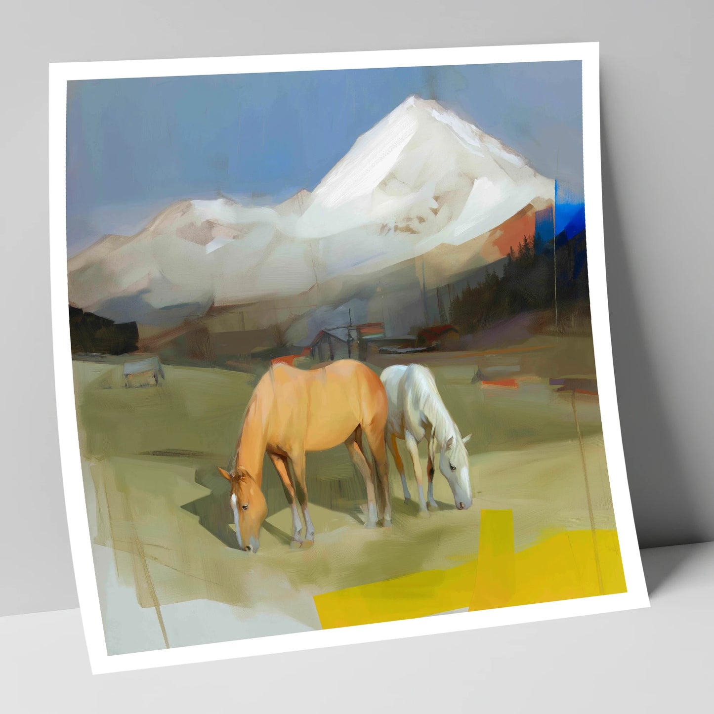 Grazing Beneath the Peaks horse landscape art print