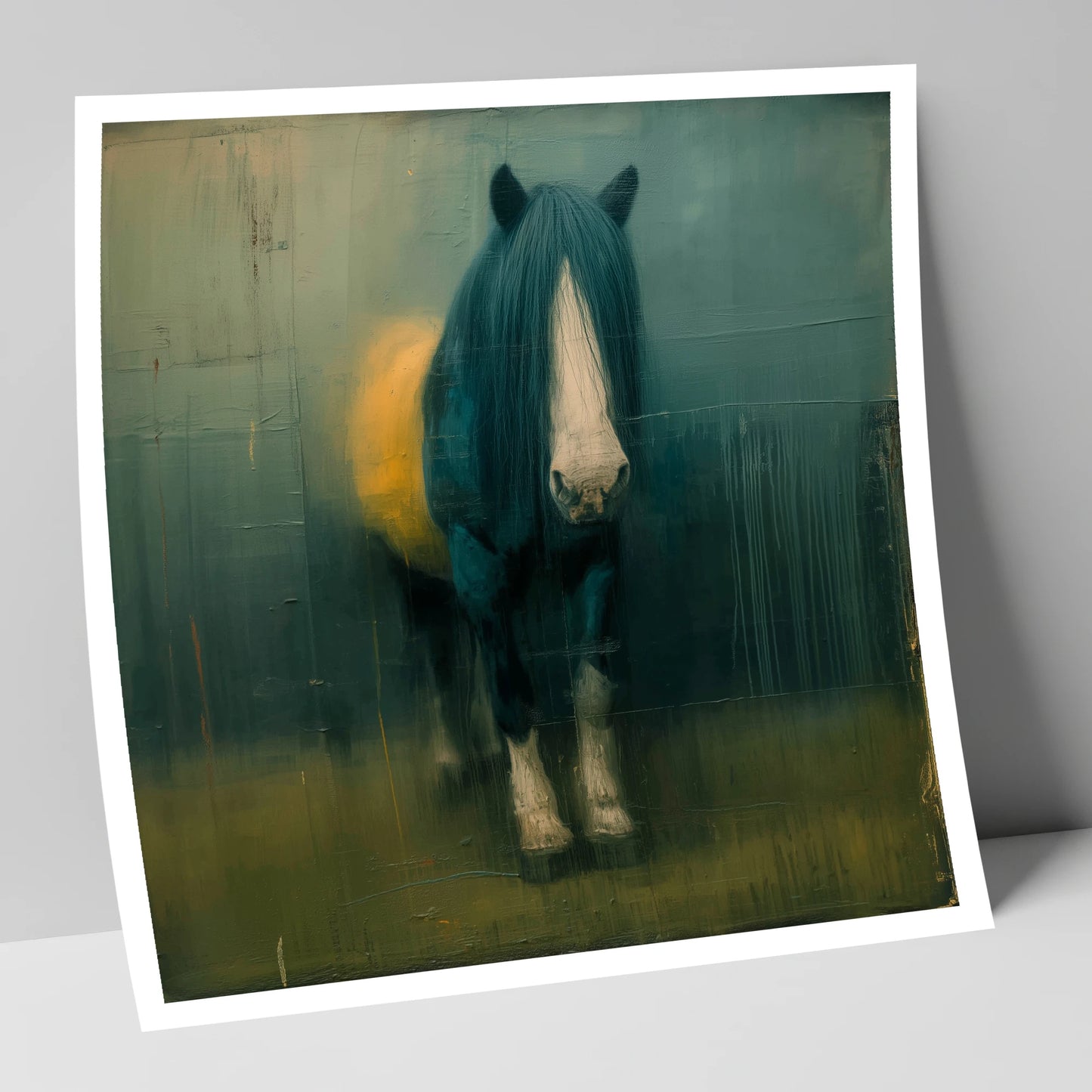Quiet Draught in Teal horse breed art print