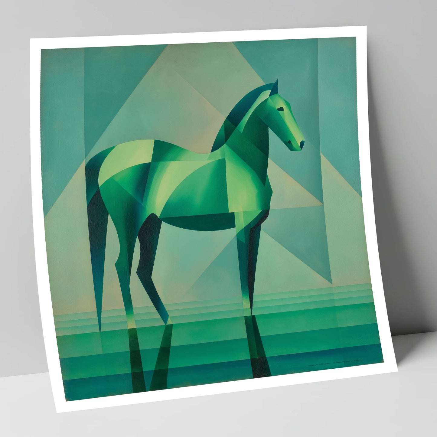 Emerald Geometric Equine horse portrait art print
