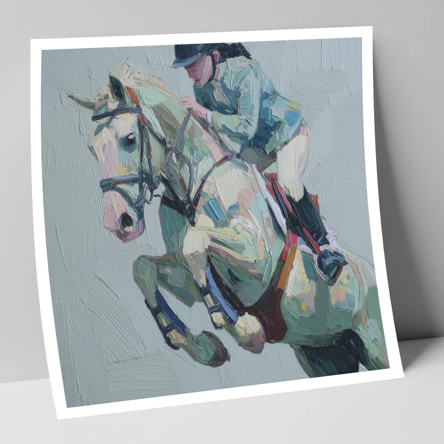Pastel Flight Mid-Air show jumping horse art print