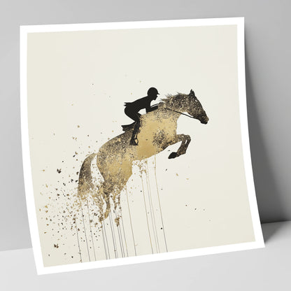 Airborne Gold show jumping horse art print