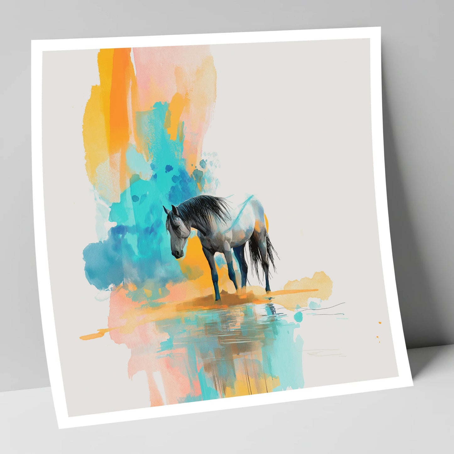 Vibrant Grey Reflection horse portrait art print