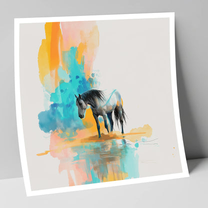 Vibrant Grey Reflection horse portrait art print