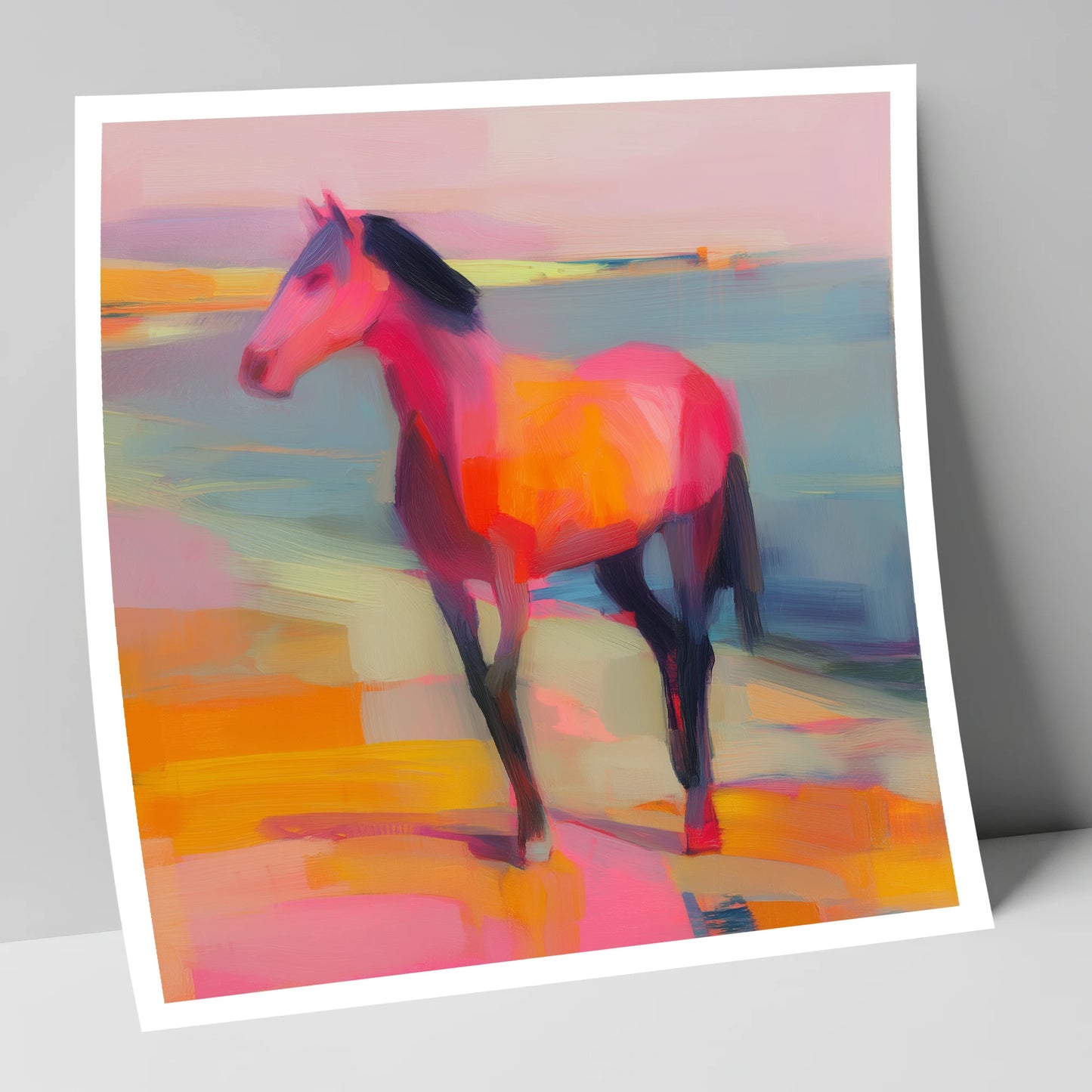 Vivid Shoreline Sentinel horse landscape art print