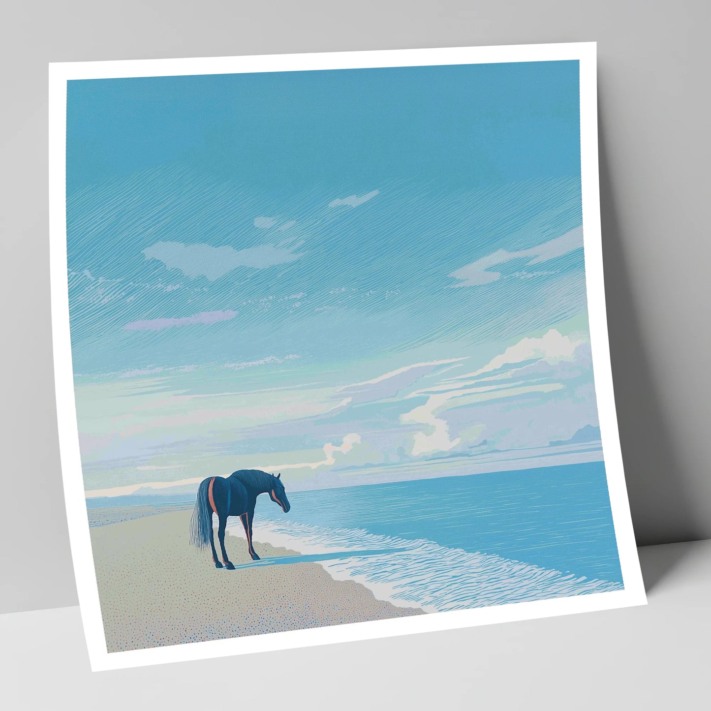 Solitude by the Sea horse landscape art print