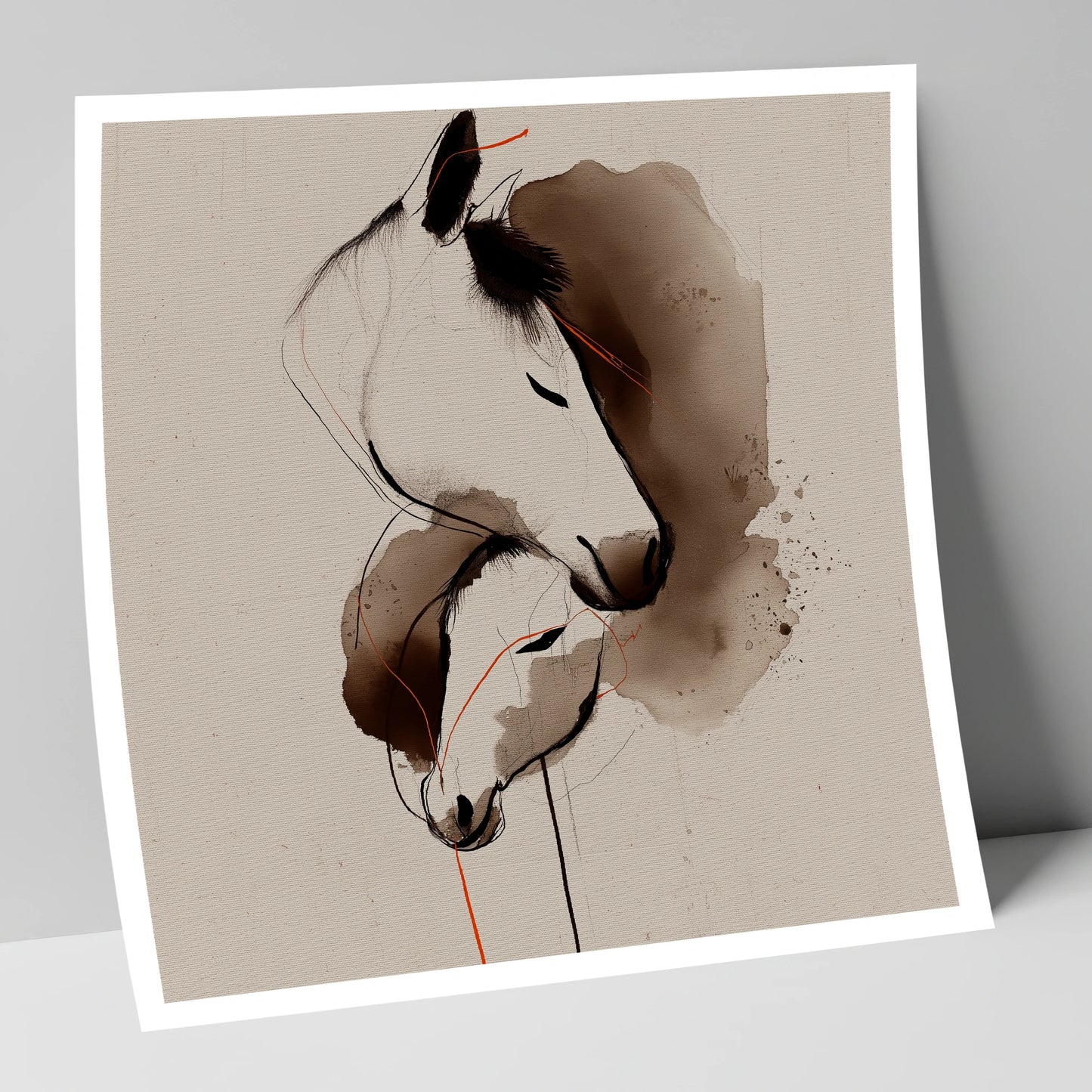 Tender Sepia Bond mare & foal art print