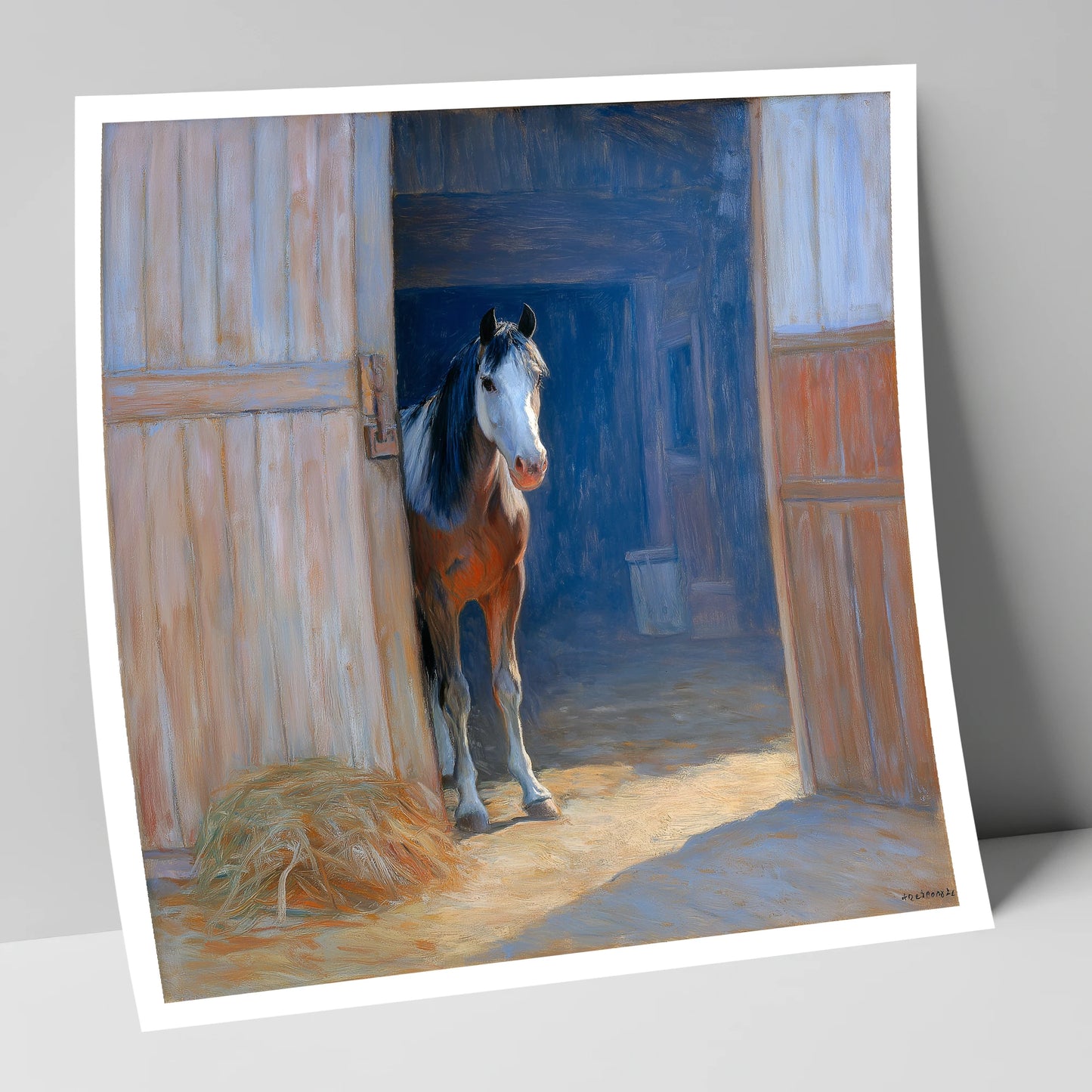 Sunlit Barn Doorway horse stable art print