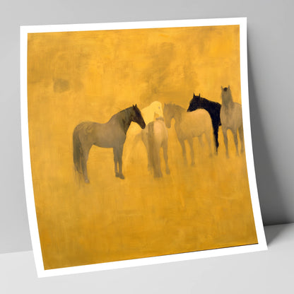 Sunlit Gathering wild horses art print