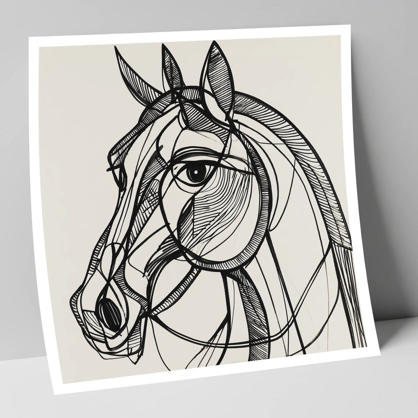 Bold Linear Equine horse portrait art print