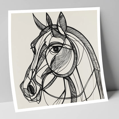 Bold Linear Equine horse portrait art print