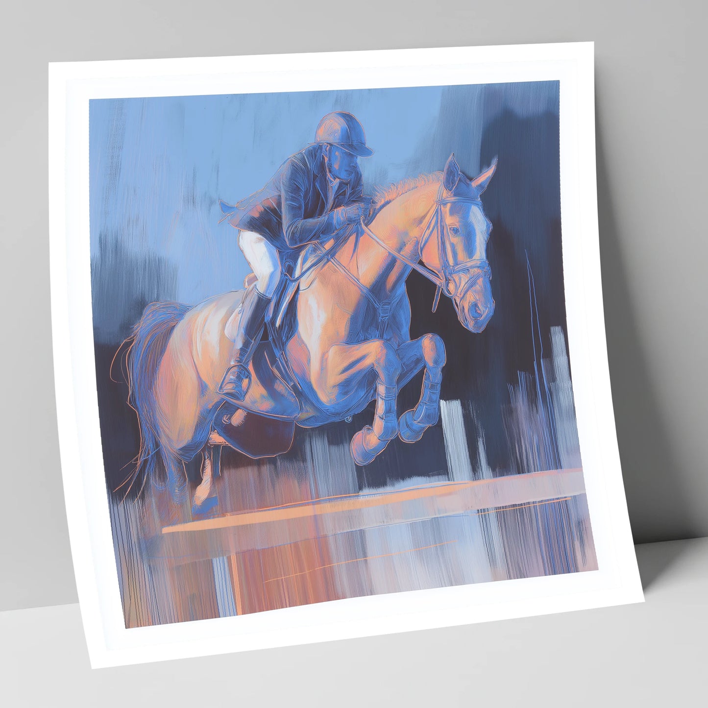 Cobalt Ascent show jumping horse art print