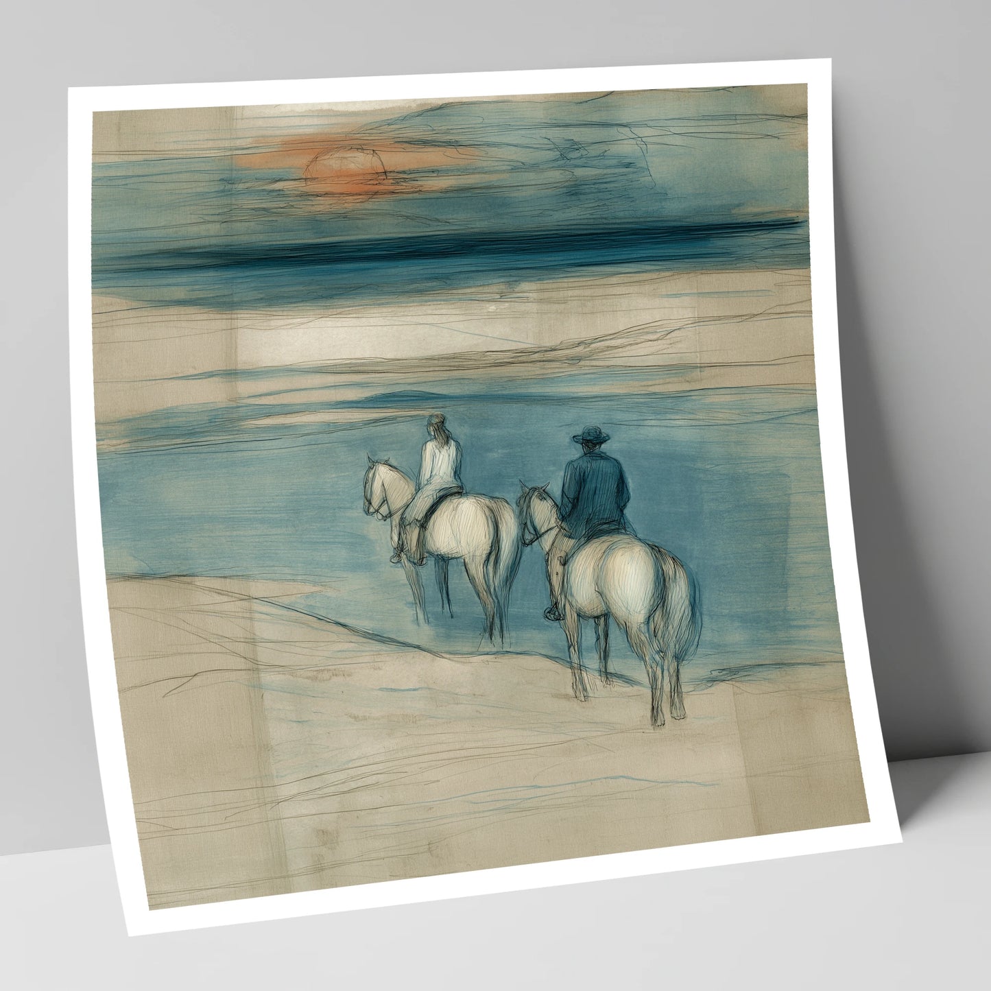 Twilight Shoreline Ride horse landscape art print