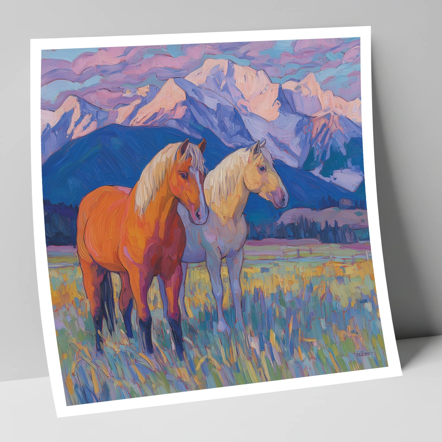 Painted Mountain Pasture horse landscape art print