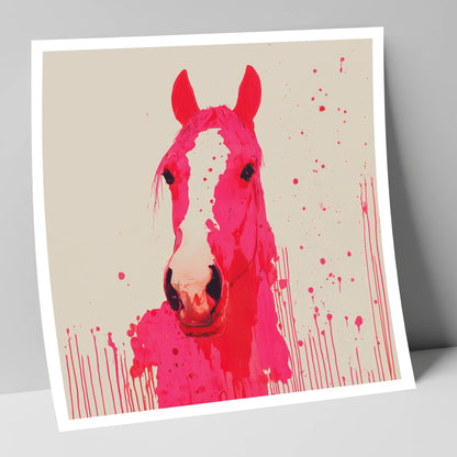 Vibrant Magenta Blaze horse portrait art print