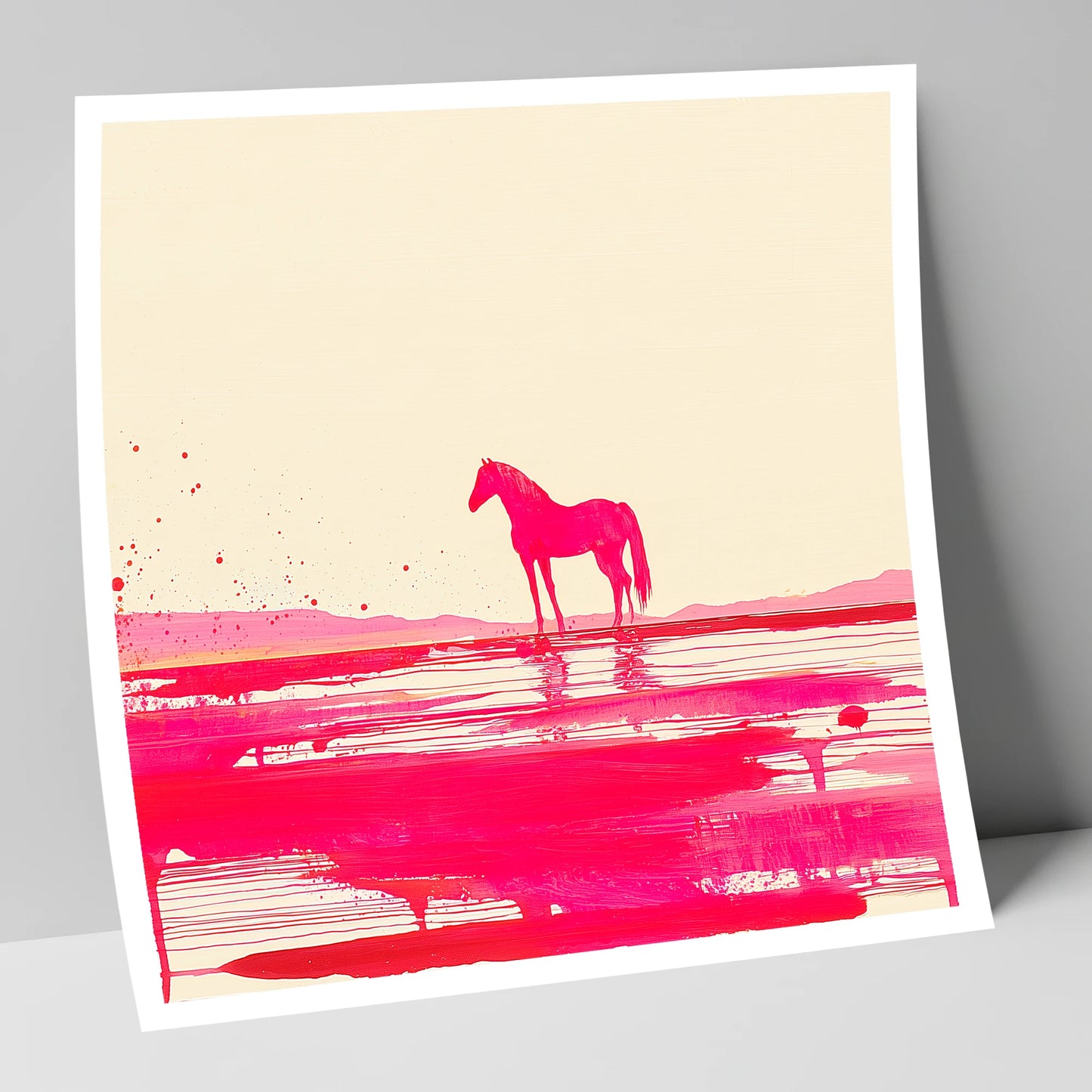 Magenta Horizon Reflection horse landscape art print