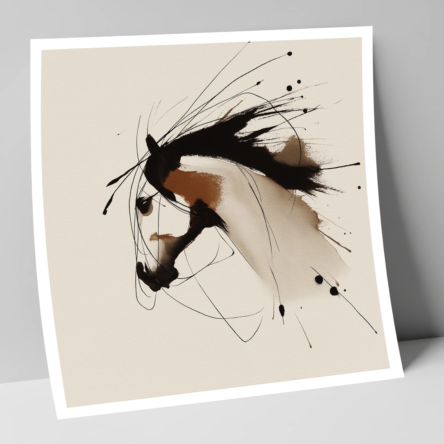 Ink Wash Equine Profile horse portrait art print