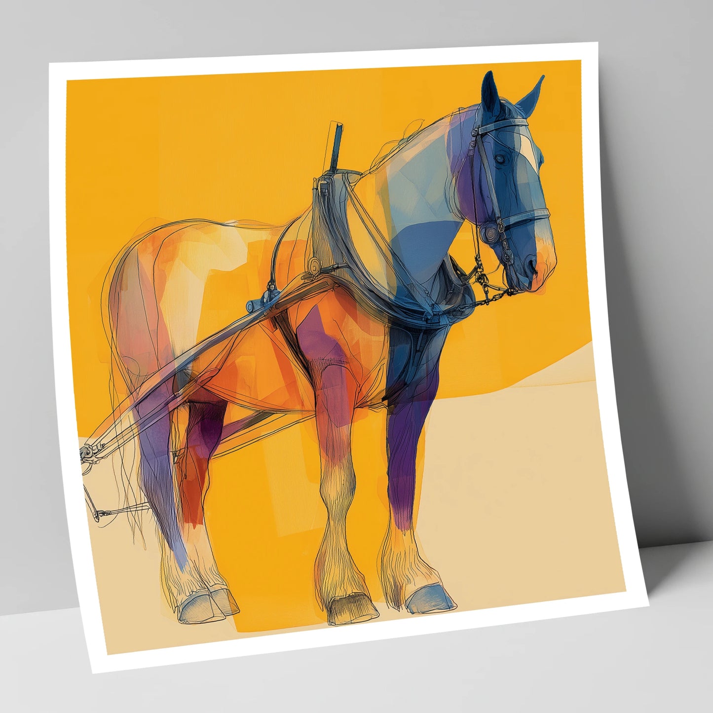 Modern Draught in Harness working horse art print
