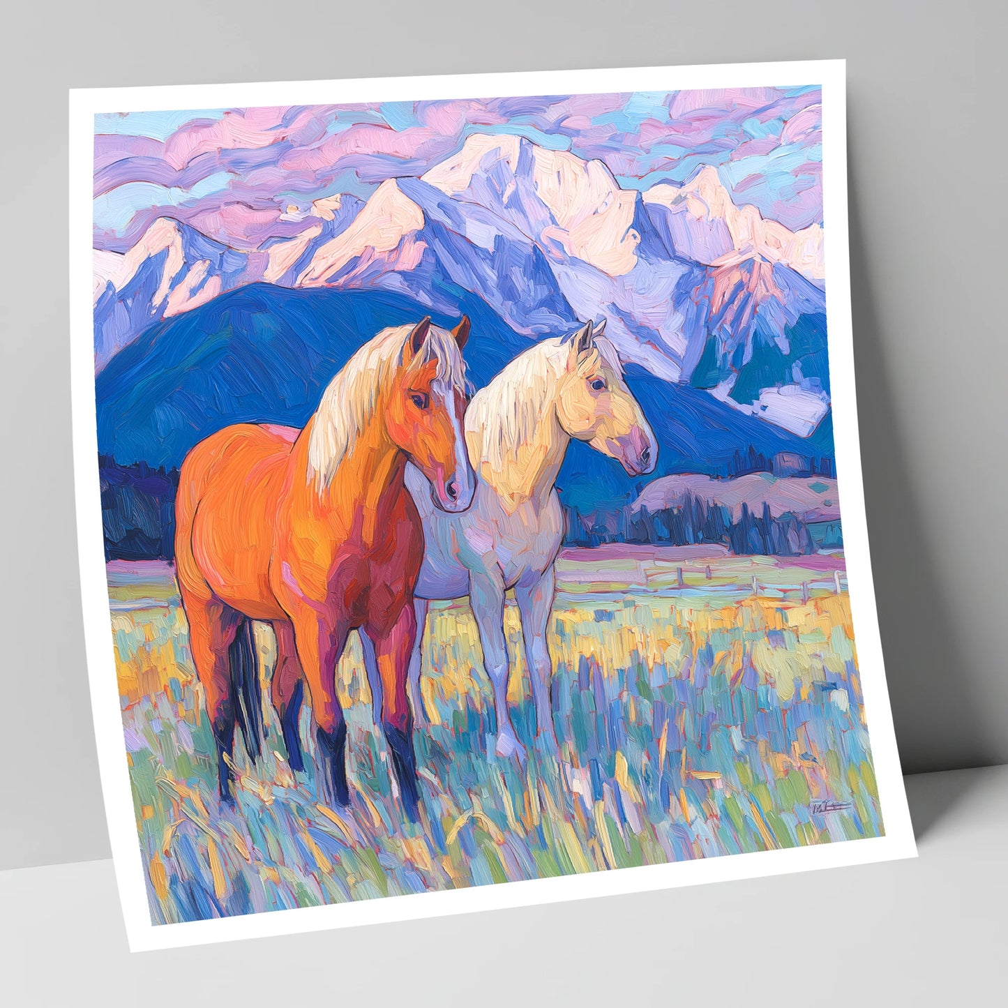 Painted Mountain Pasture horse landscape art print