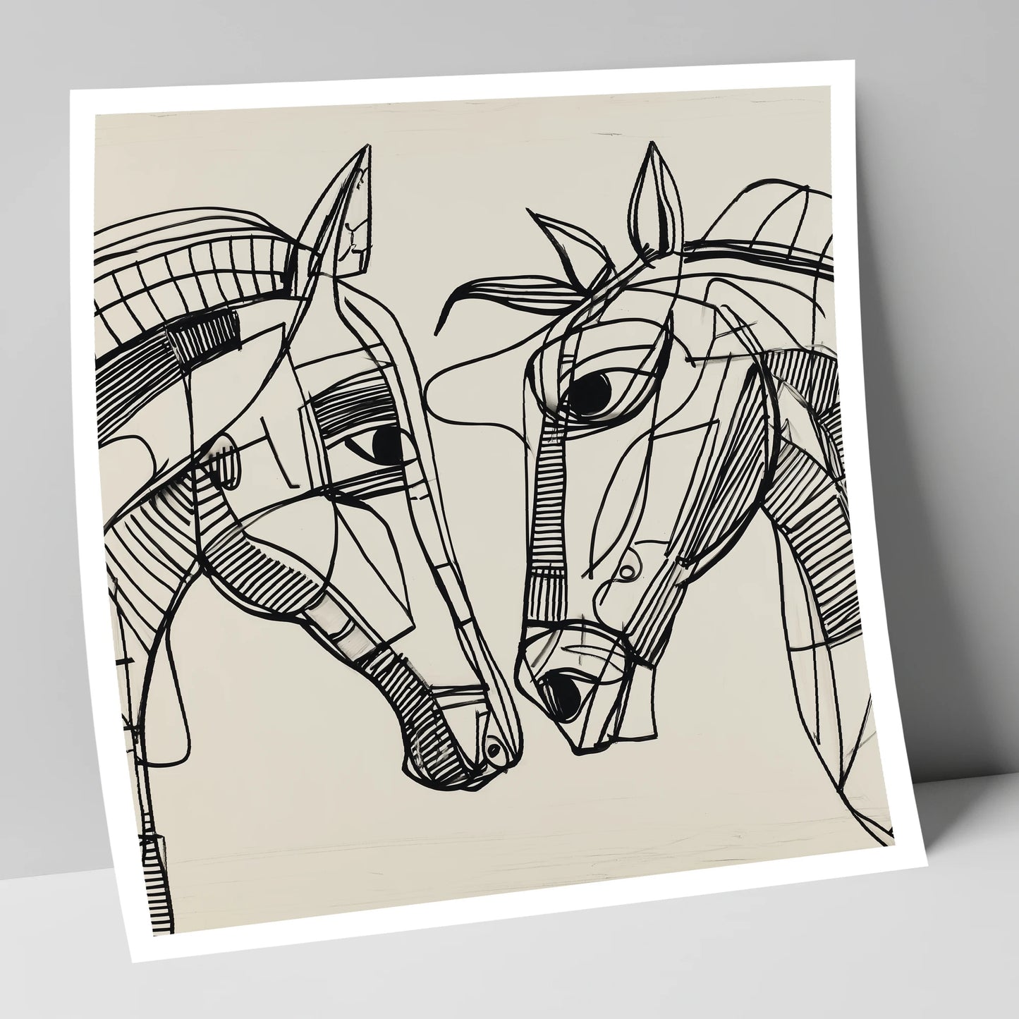 Linear Equine Connection horse portrait art print
