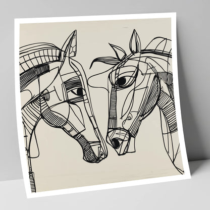 Linear Equine Connection horse portrait art print