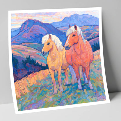 Highland Fjord Companions horse landscape art print