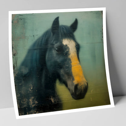 The Golden Blaze horse portrait art print