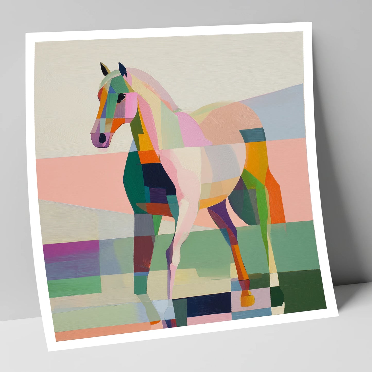 Vibrant Equine Geometry horse breed art print