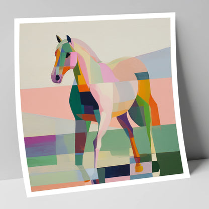 Vibrant Equine Geometry horse breed art print