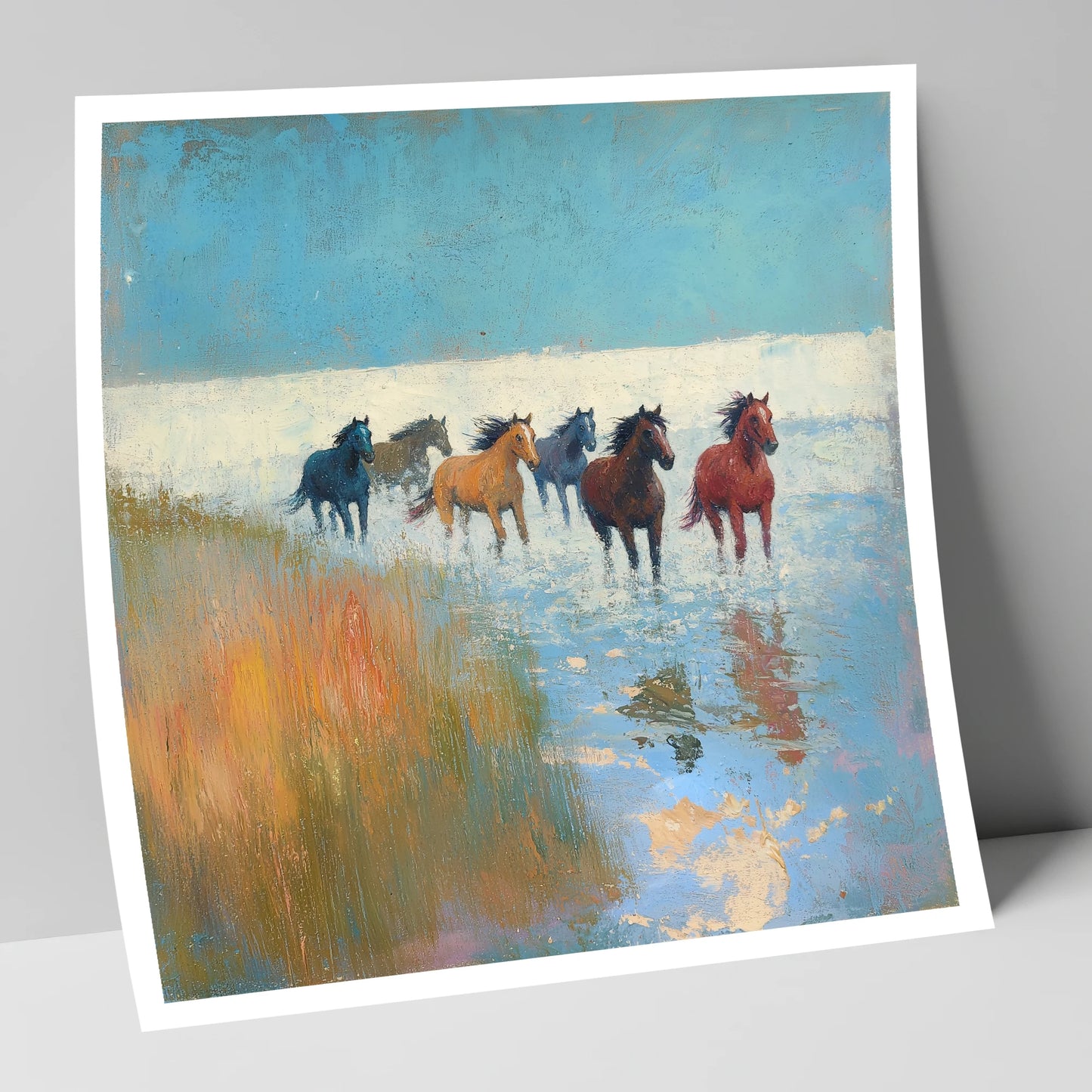 Through the Shallows wild horses art print