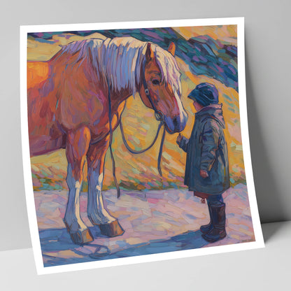 A Gentle Exchange horse & rider art print
