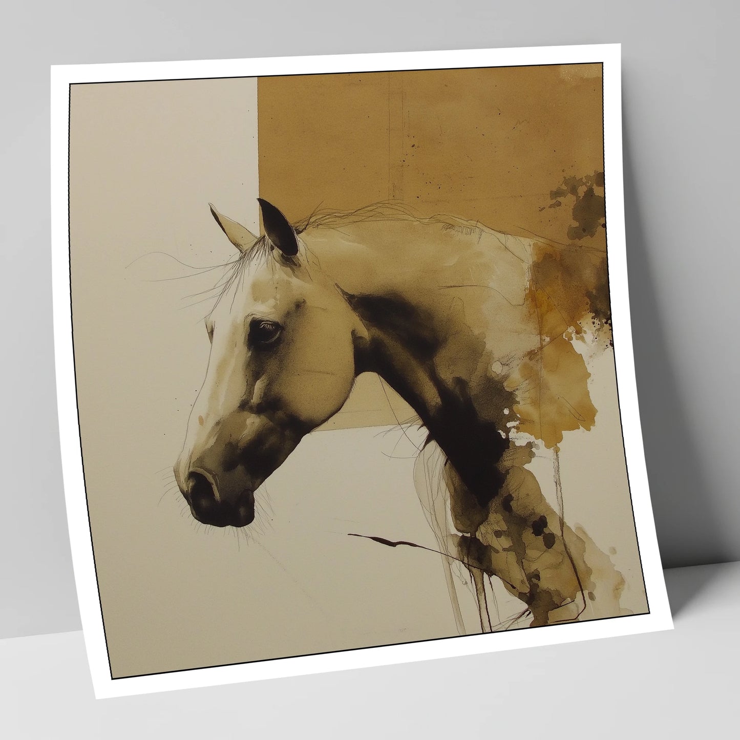 Expressive Sepia Profile horse breed art print