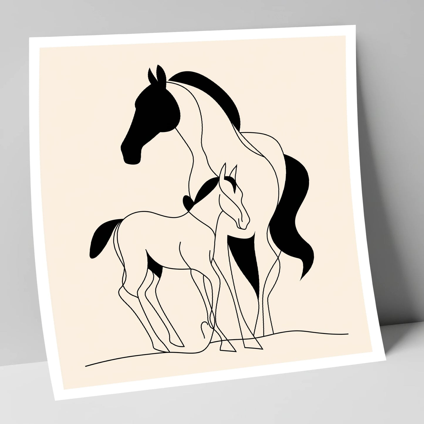 Tender Bond Line Art mare & foal art print