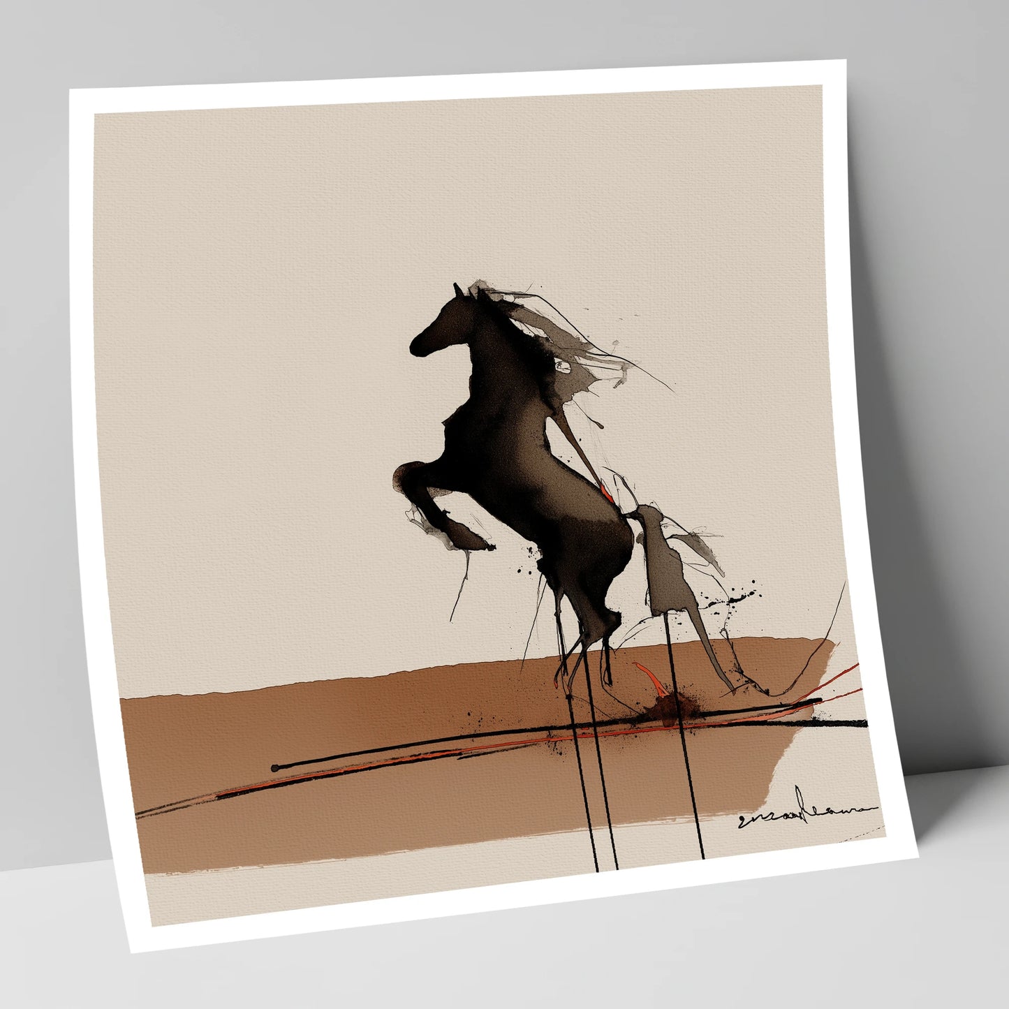 Untamed Dark Silhouette wild horses art print