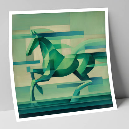 Abstract Emerald Canter horse portrait art print