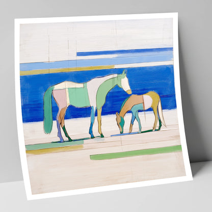 Azure Equine Geometry horse landscape art print