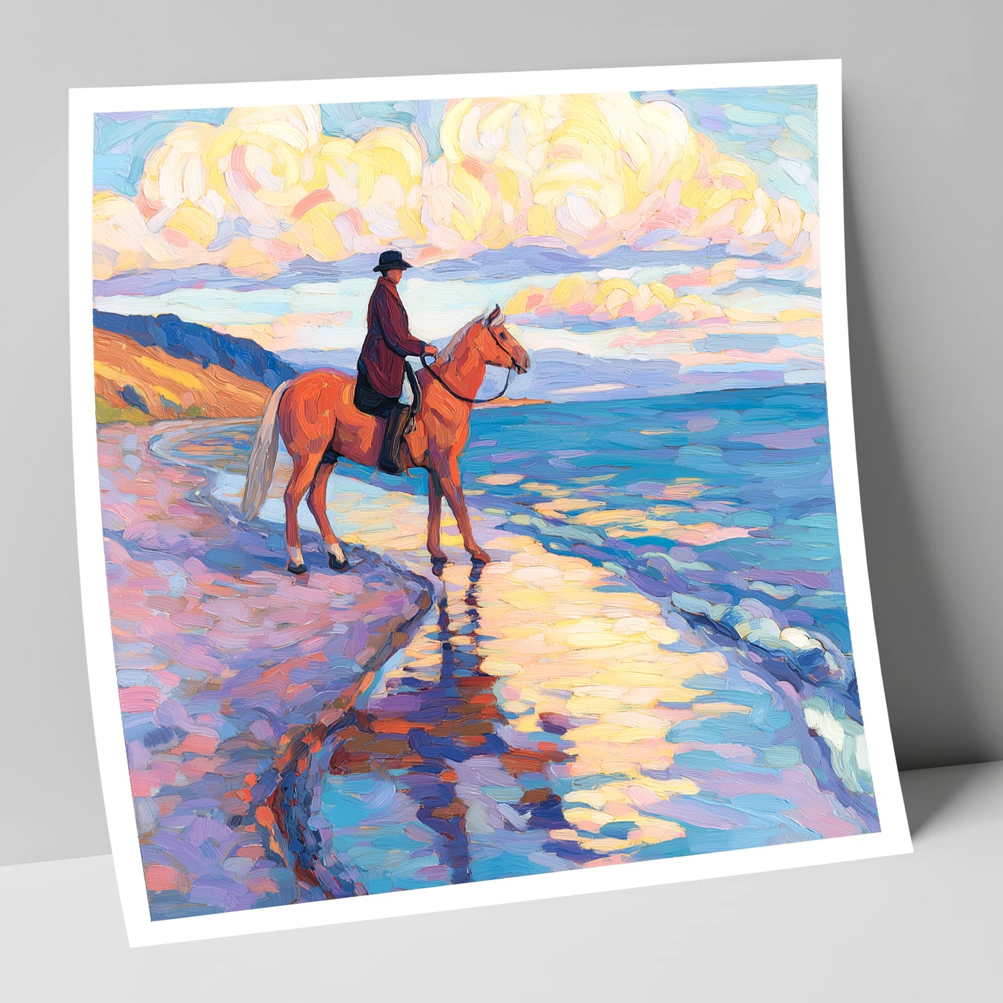 Sunset Coastal Reflections beach horse art print