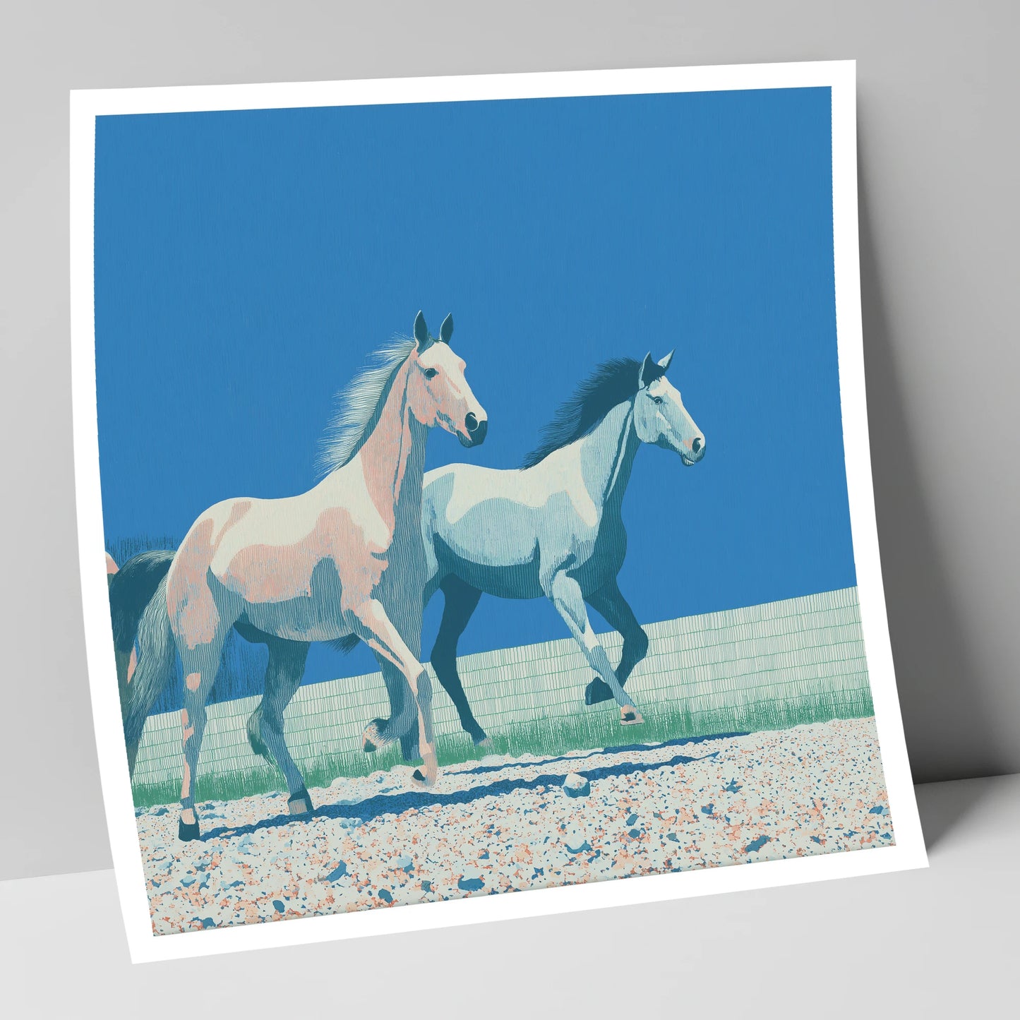 Azure Horizon Strides wild horses art print