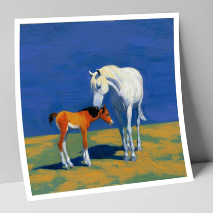 Sunlit Bond mare & foal art print