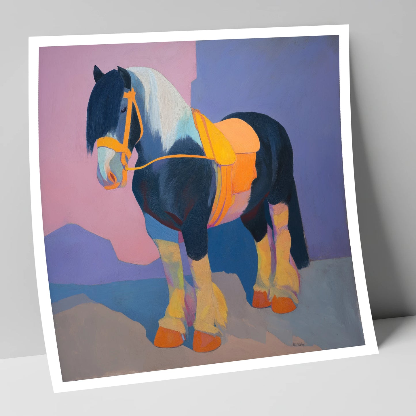 Vibrant Painted Cob horse breed art print