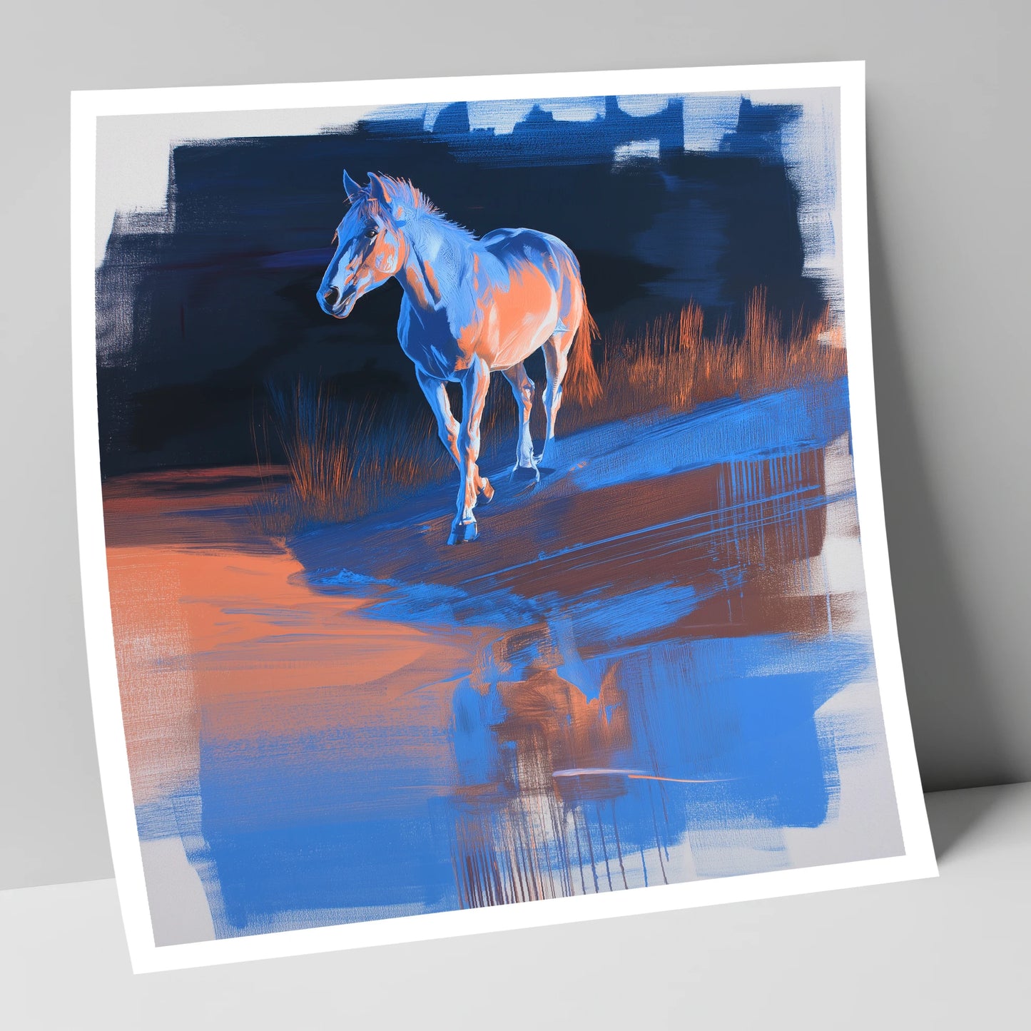 Cobalt Dawn Crossing horse landscape art print