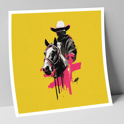 Magenta Western Rider western horse art print