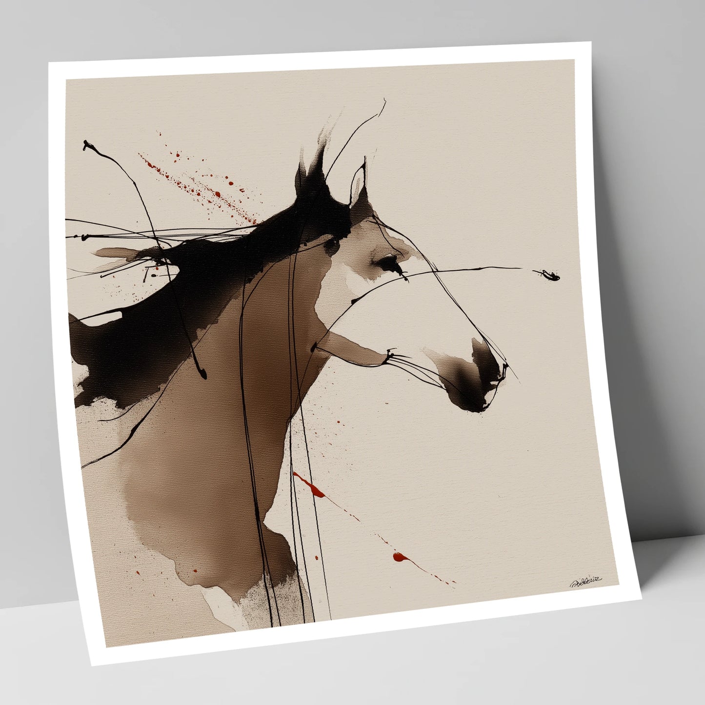 Expressive Ink Profile horse portrait art print