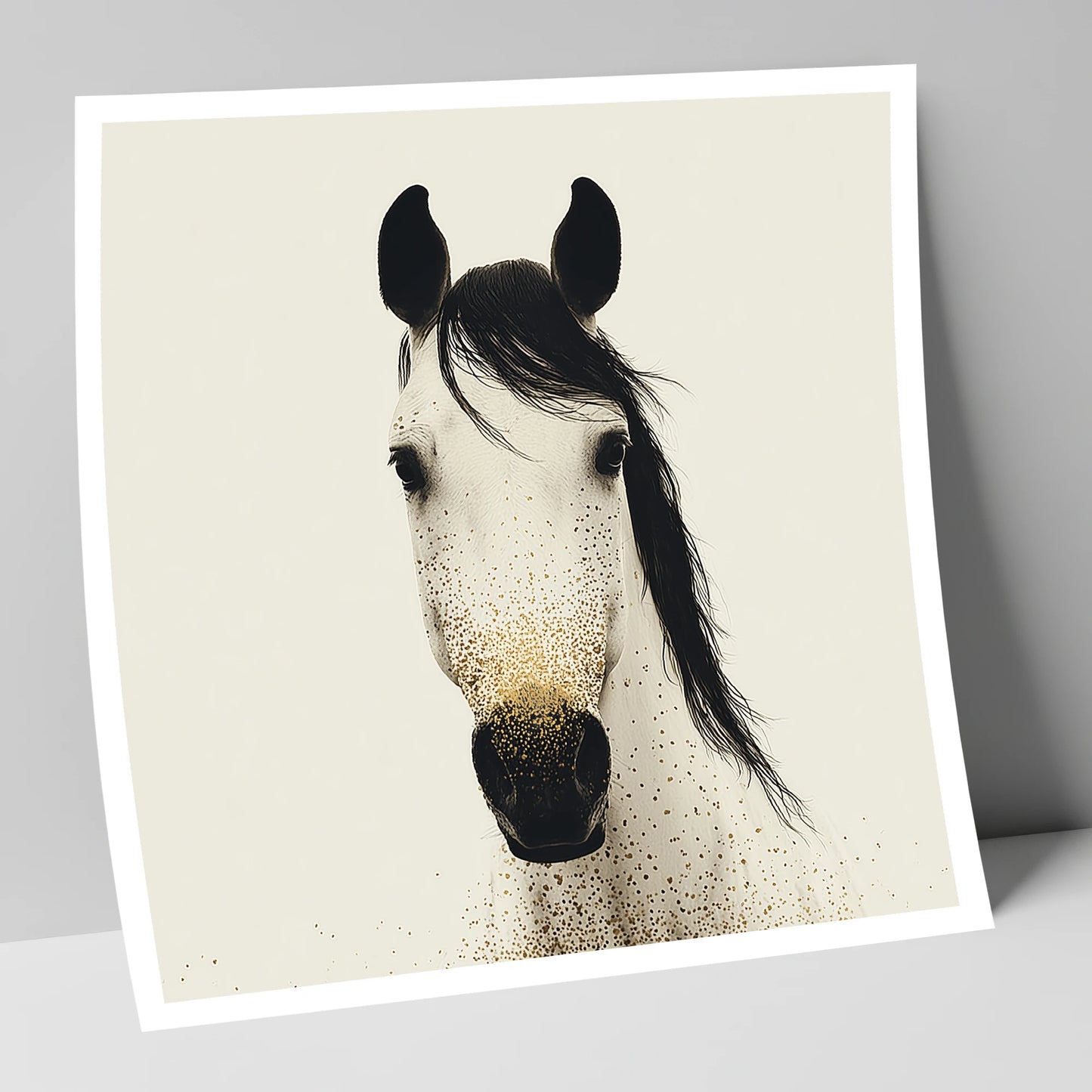Gilded Equine Gaze horse portrait art print