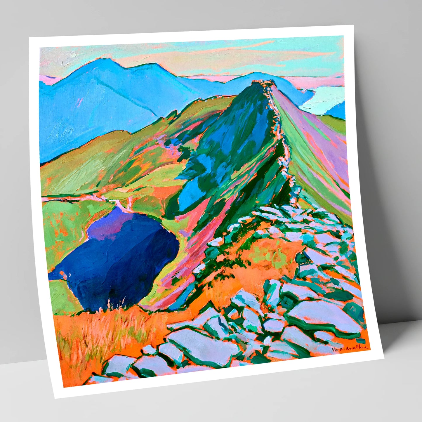 Vibrant Mountain Ridge Landscape horse landscape art print
