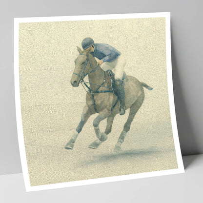Chukka in Slate Blue polo horse art print