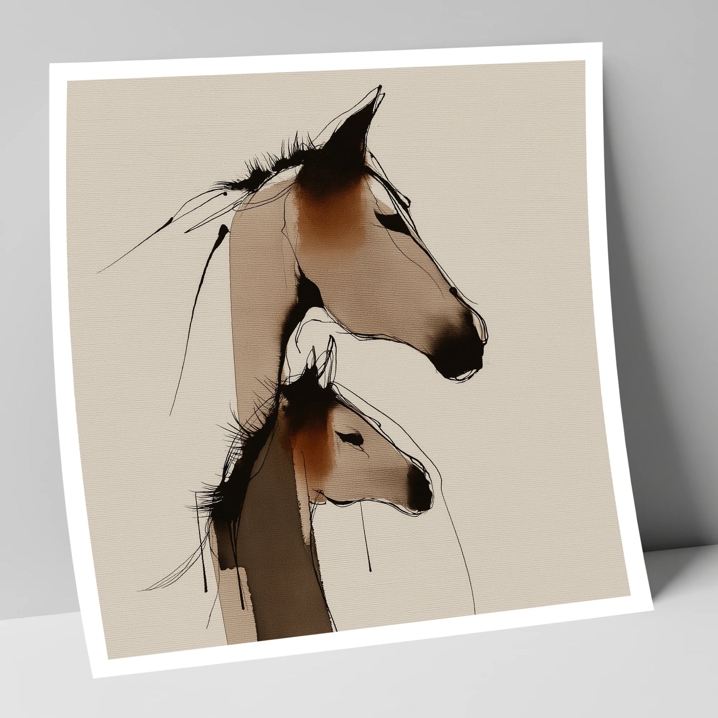 Tender Sepia Bond mare & foal art print