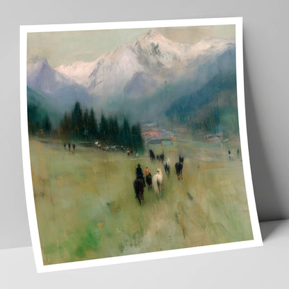Distant Valley Ride horse landscape art print