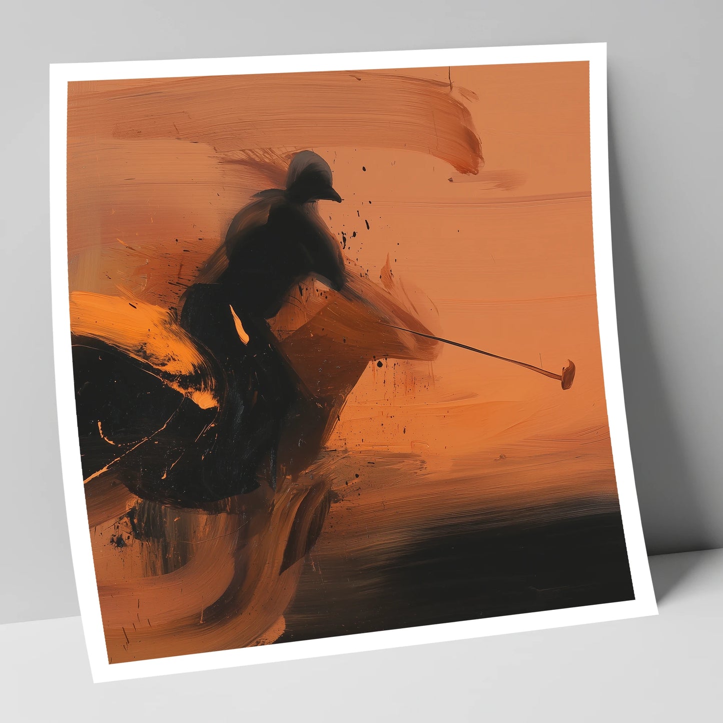 Strike in Amber polo horse art print